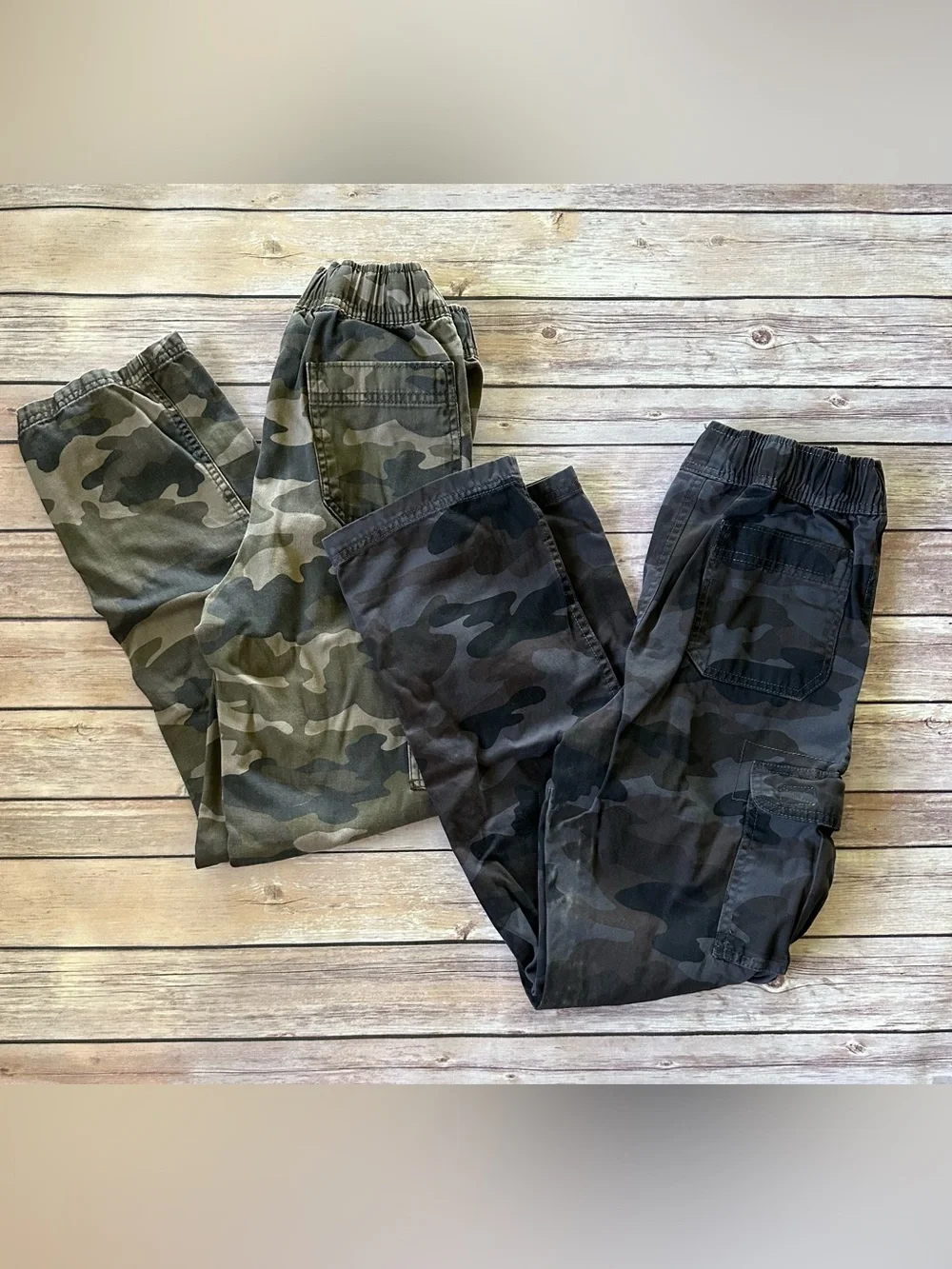 The Children's Place Boys Camo Cargo Pants - Olive Green & Charcoal